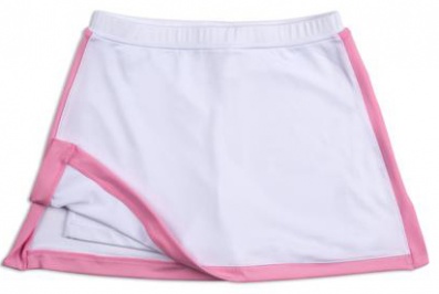 Girls white tennis skort with pink trim